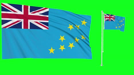 Greenscreen-Schwenkt-Tuvalu-Flagge-Oder-Fahnenmast